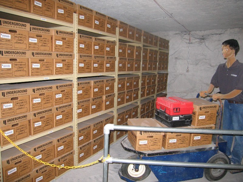 A mockup of the records storage systems 